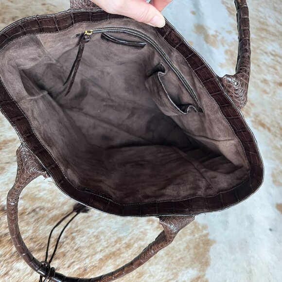 Nancy Gonzlez Brown Crocodile leather handbag tote cabas - Picture 7 of 14